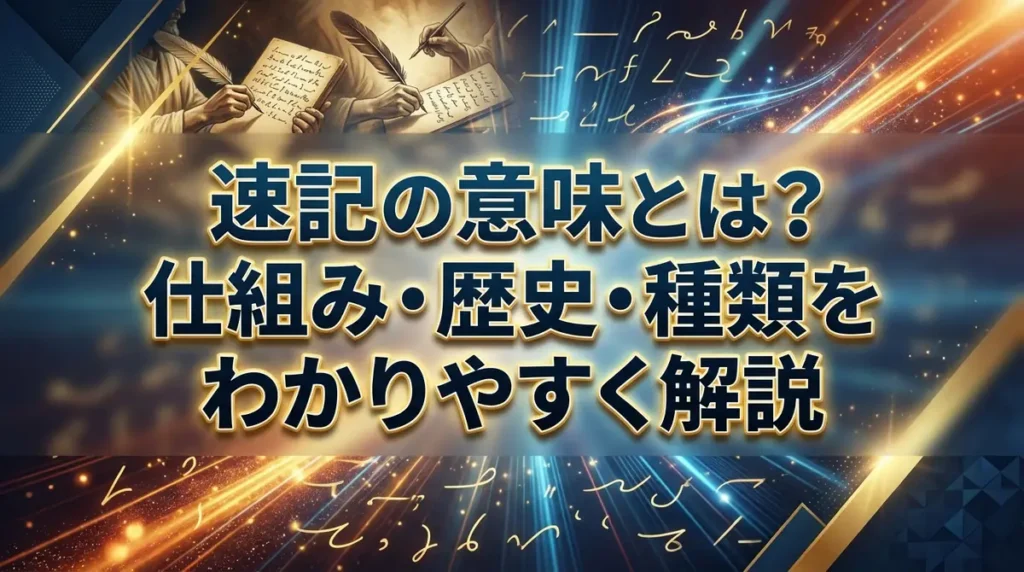 速記の意味とは？仕組み・歴史・種類をわかりやすく解説