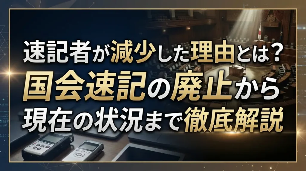 速記者が減少した理由とは？国会速記の廃止から現在の状況まで徹底解説