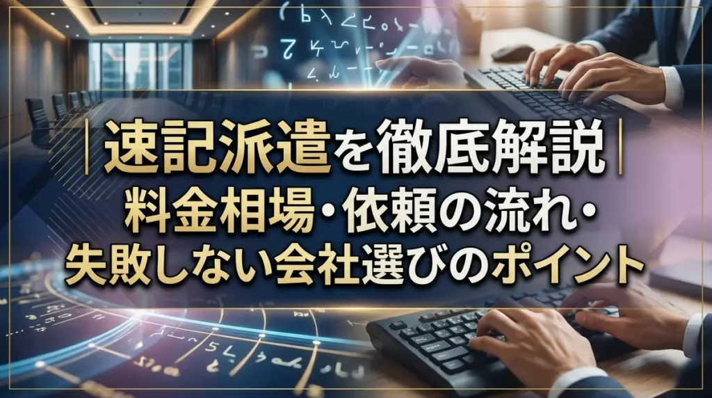 速記派遣を徹底解説｜料金相場・依頼の流れ・失敗しない会社選びのポイント