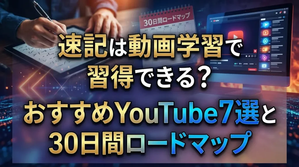 速記は動画学習で習得できる？おすすめYouTube7選と30日間ロードマップ