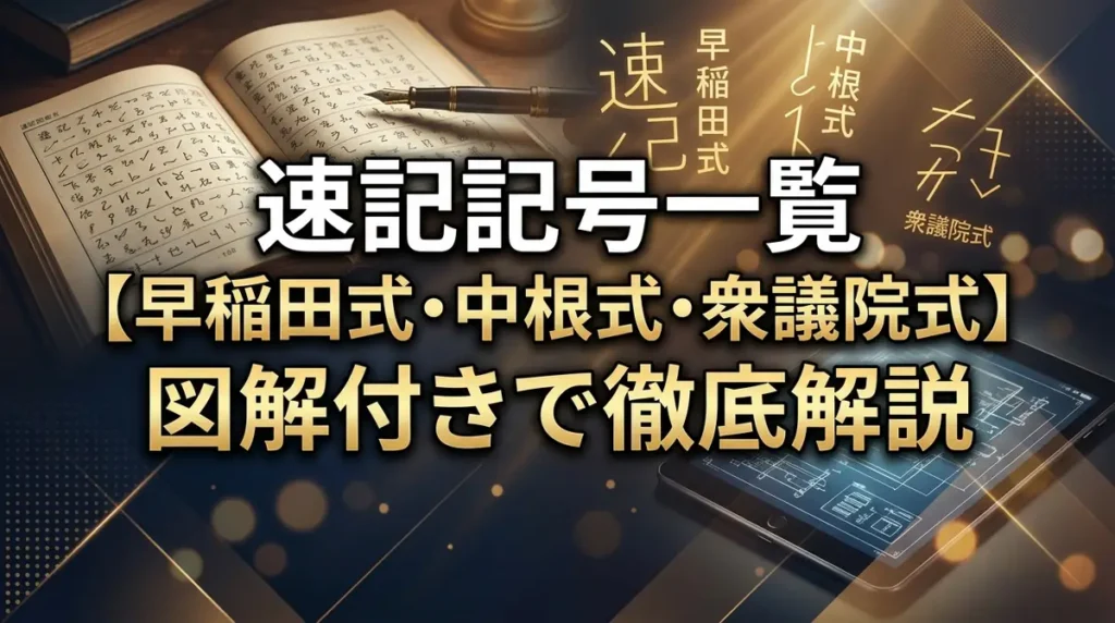 速記記号一覧【早稲田式・中根式・衆議院式】図解付きで徹底解説