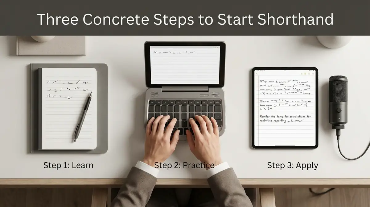 速記を始めるための具体的な3ステップ